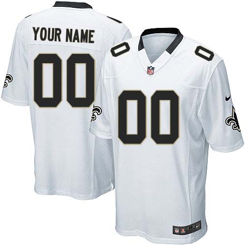 Youth Elite Nike Jersey White Road - Customized NFL New Orleans Saints